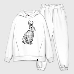 Мужской костюм оверсайз Нарисованный карандашом кролик, цвет: белый