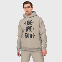 Мужской костюм оверсайз Love hope faith, цвет: миндальный — фото 2
