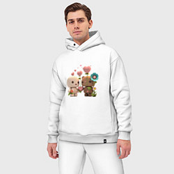 Мужской костюм оверсайз Роботы, несущие любовь, цвет: белый — фото 2