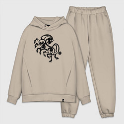 Мужской костюм оверсайз Слейпнир конь бога Одина, цвет: миндальный