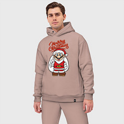 Мужской костюм оверсайз Christmas Mario, цвет: пыльно-розовый — фото 2