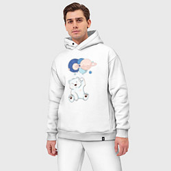 Мужской костюм оверсайз Мишка летит на шариках, цвет: белый — фото 2