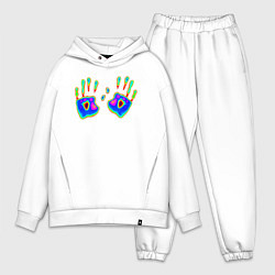 Мужской костюм оверсайз Следы ладоней - тепловизор, цвет: белый