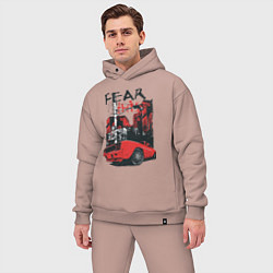 Мужской костюм оверсайз Fear this, цвет: пыльно-розовый — фото 2