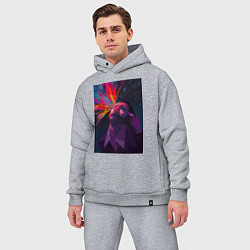 Мужской костюм оверсайз Disco Elysium - Взрыв мозга, цвет: меланж — фото 2