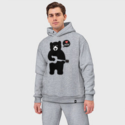 Мужской костюм оверсайз Мишка любит музыку, цвет: меланж — фото 2