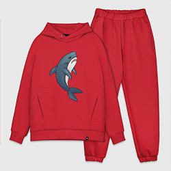 Мужской костюм оверсайз Недовольная плюшевая акула, цвет: красный