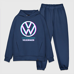 Мужской костюм оверсайз Значок Volkswagen в стиле glitch, цвет: тёмно-синий