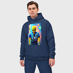 Мужской костюм оверсайз Барт Симпсон - фантазия - нейросеть, цвет: тёмно-синий — фото 2