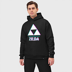Мужской костюм оверсайз Zelda в стиле glitch и баги графики, цвет: черный — фото 2