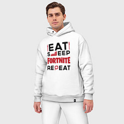 Мужской костюм оверсайз Надпись: eat sleep Fortnite repeat, цвет: белый — фото 2