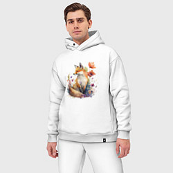 Мужской костюм оверсайз Акварельная милая лиса, цвет: белый — фото 2