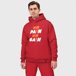 Мужской костюм оверсайз No pain no gain - оранжевый, цвет: красный — фото 2
