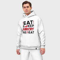 Мужской костюм оверсайз Надпись: eat sleep Far Cry repeat, цвет: белый — фото 2