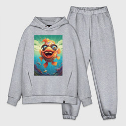 Мужской костюм оверсайз Карп в солнечных очках, цвет: меланж