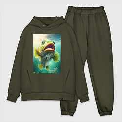 Мужской костюм оверсайз Большой карп, цвет: хаки