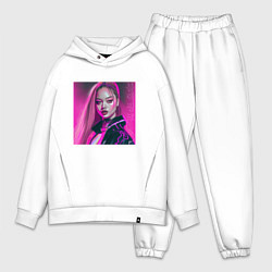 Мужской костюм оверсайз Blackpink Lisa аниме рисунок, цвет: белый