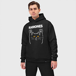 Мужской костюм оверсайз Ramones rock cat, цвет: черный — фото 2