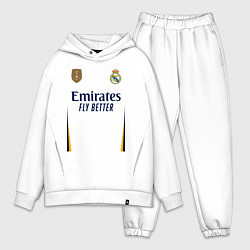 Мужской костюм оверсайз Реал Мадрид форма 2324 домашняя, цвет: белый