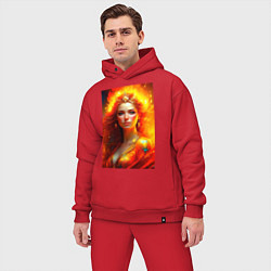 Мужской костюм оверсайз Стихия Огня в женском обличии - нейросеть, цвет: красный — фото 2