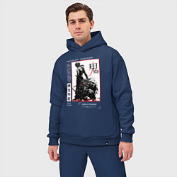 Мужской костюм оверсайз Танджиро взрослый - Клинок демонов, цвет: тёмно-синий — фото 2