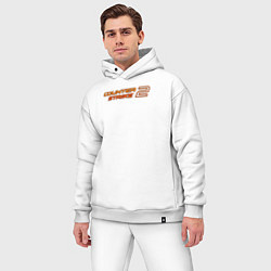 Мужской костюм оверсайз Counter strike 2 orange logo, цвет: белый — фото 2