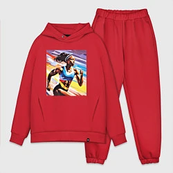 Мужской костюм оверсайз Девушка спринтер, цвет: красный