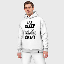 Мужской костюм оверсайз Eat sleep bike repeat, цвет: белый — фото 2