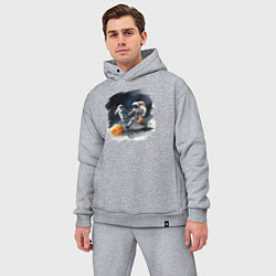 Мужской костюм оверсайз Космические футболисты, цвет: меланж — фото 2