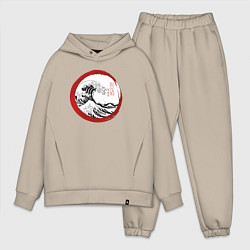 Мужской костюм оверсайз Волна от Канагава, цвет: миндальный