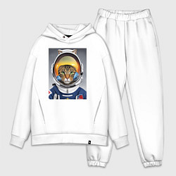 Мужской костюм оверсайз Кот в костюме астронавта, цвет: белый