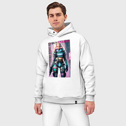 Мужской костюм оверсайз Cyber Barbie - fantasy - neural network, цвет: белый — фото 2