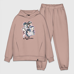 Мужской костюм оверсайз NewJeans album Get Up chibi style, цвет: пыльно-розовый
