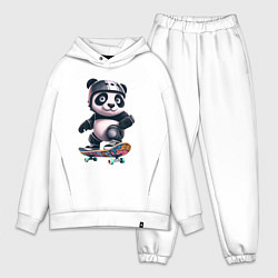 Мужской костюм оверсайз Cool panda on a skateboard - extreme, цвет: белый