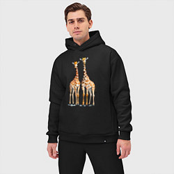 Мужской костюм оверсайз Друзья-жирафы, цвет: черный — фото 2