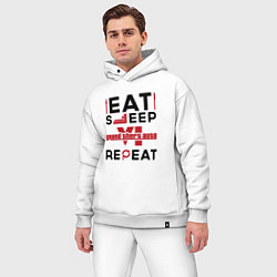 Мужской костюм оверсайз Надпись: eat sleep GTA6 repeat, цвет: белый — фото 2