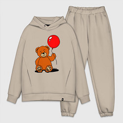 Мужской костюм оверсайз Плюшевый медведь с воздушным шариком, цвет: миндальный