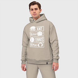 Мужской костюм оверсайз Еда сон теннис, цвет: миндальный — фото 2