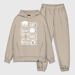 Мужской костюм оверсайз Еда сон туризм, цвет: миндальный