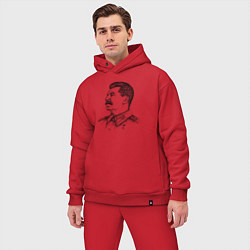 Мужской костюм оверсайз Профиль Сталина, цвет: красный — фото 2