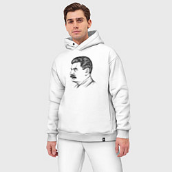 Мужской костюм оверсайз Сталин в профиль, цвет: белый — фото 2