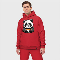 Мужской костюм оверсайз Милая панда лежит, цвет: красный — фото 2