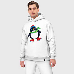 Мужской костюм оверсайз Пингвин на коньках, цвет: белый — фото 2