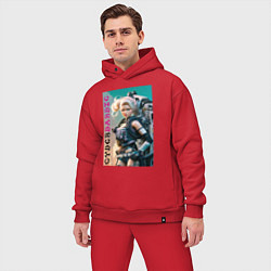 Мужской костюм оверсайз Cyber Barbie sexy - ai art, цвет: красный — фото 2