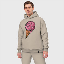 Мужской костюм оверсайз Brain ice cream, цвет: миндальный — фото 2