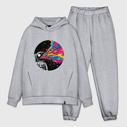 Мужской костюм оверсайз Космонавт с разноцветными брызгами, цвет: меланж