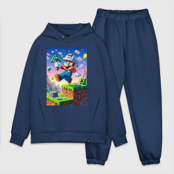 Мужской костюм оверсайз Марио и Майнкрафт - коллаба, цвет: тёмно-синий