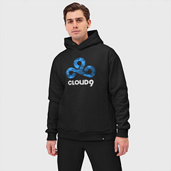 Мужской костюм оверсайз Cloud9 - blue cloud logo, цвет: черный — фото 2