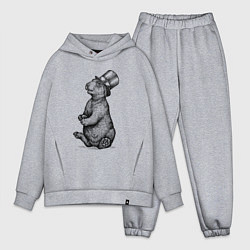 Мужской костюм оверсайз Заяц в цилиндре, цвет: меланж