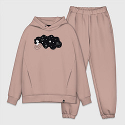 Мужской костюм оверсайз Космос в волосах, цвет: пыльно-розовый